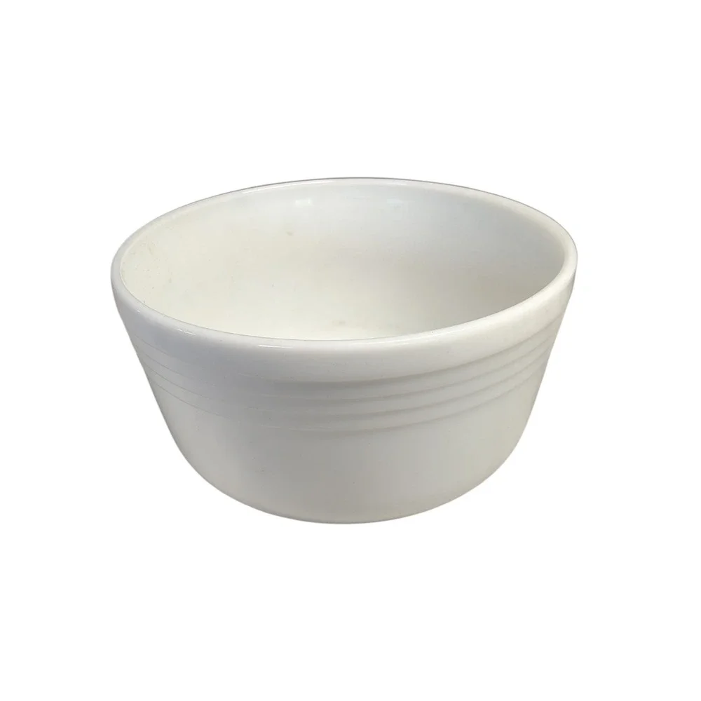Vintage White Milk Glass Ribbed White Mixing‎ Bowl 8.5